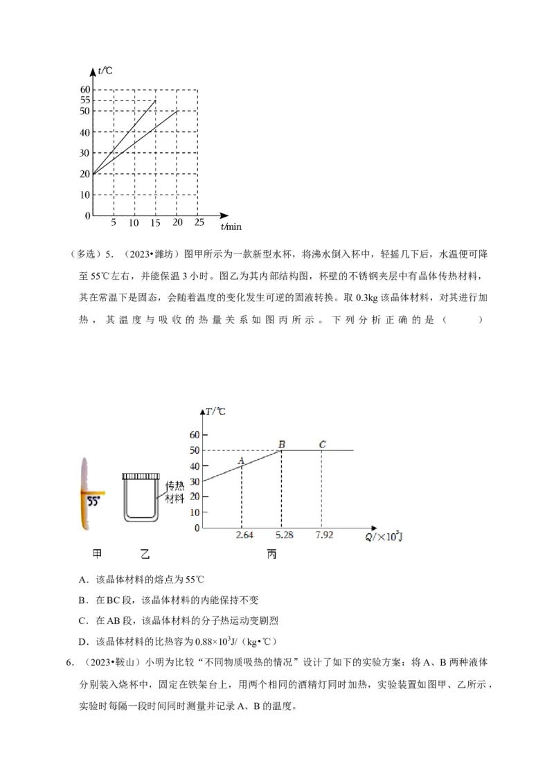 图像题06内能相关图像（原卷版）_8、物理总复习_2024年中考复习资料_二轮复习_（讲义+练习）2024年中考物理二轮题型专项复习