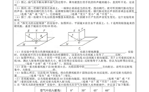 期末复习专题3：实验与探究题-人教版物理八年级上册_初物_八年级上下册+九年级全一册物理_八年级物理上册_期中+期末（完）_期末