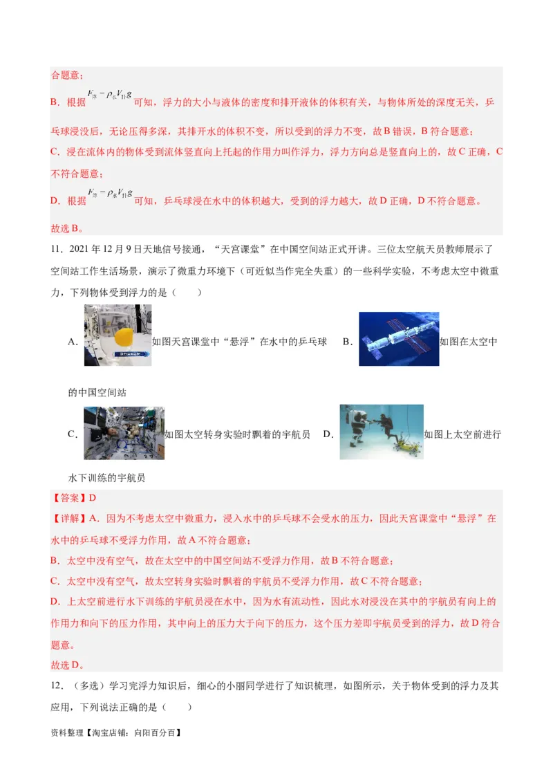 专题13浮力基础（解析版）_8、物理总复习_2024年中考复习资料_一轮复习_完备战2024年中考物理一轮复习考点帮（全国通用）_教师版（含答案解析）
