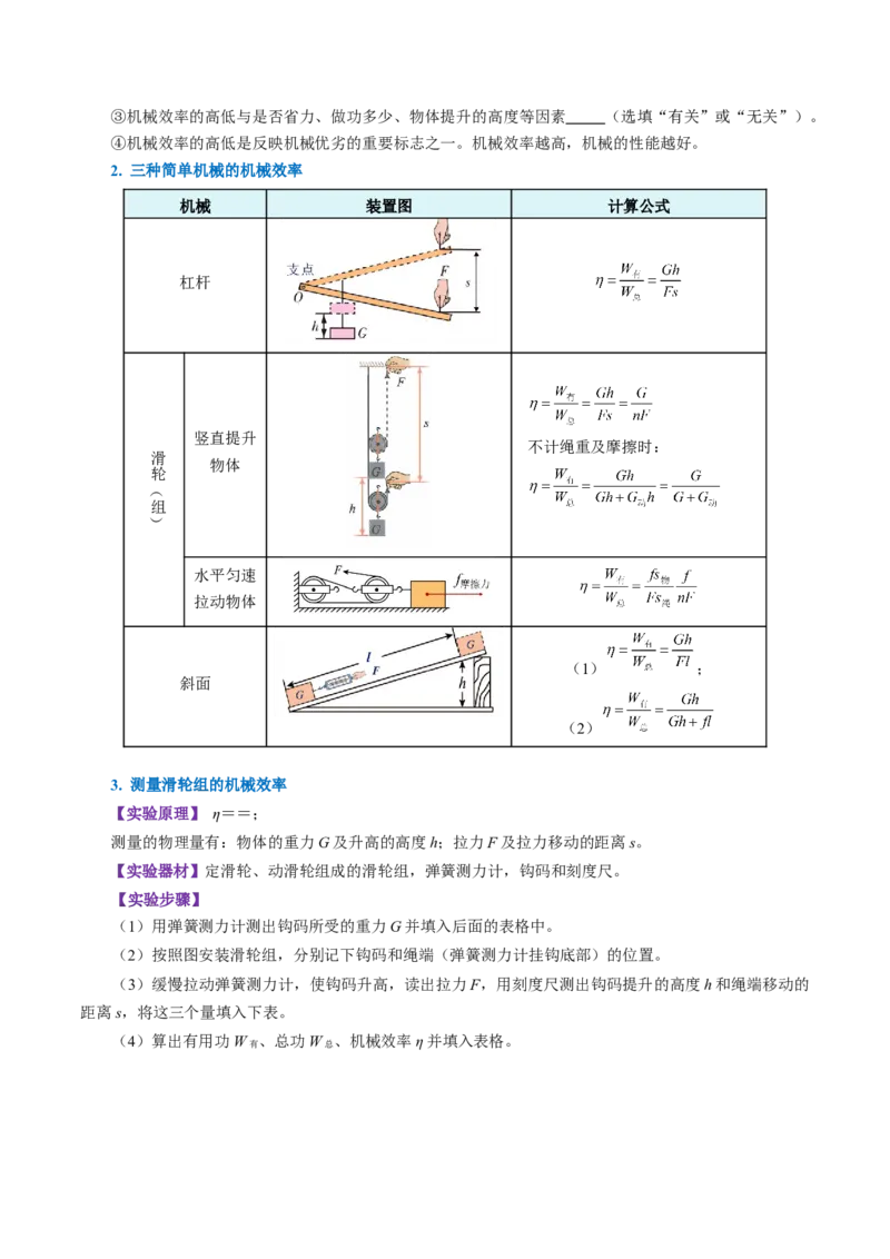 第十二章简单机械（（知识清单）学生版_初物_八年级上下册+九年级全一册物理_八年级物理下册_知识清单（更新中）