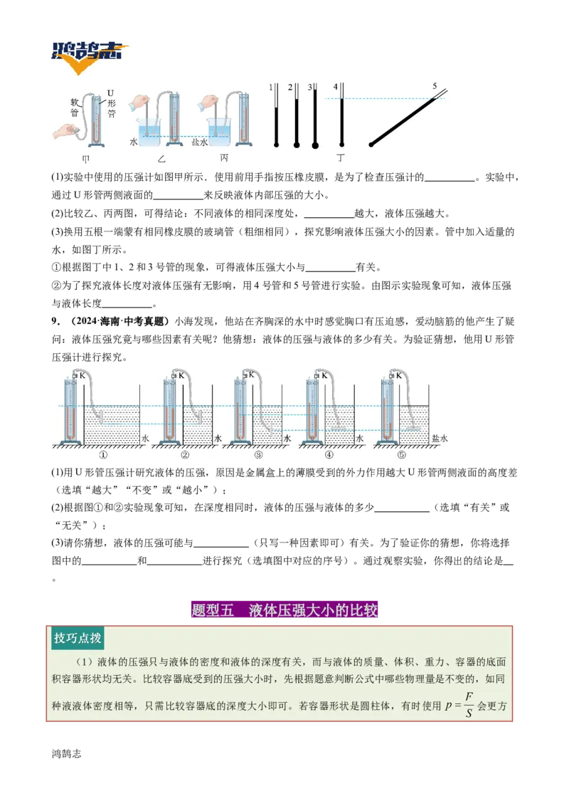 专题10压强（讲义）（原卷版）_8、物理总复习_《2025年中考复习讲义》物理