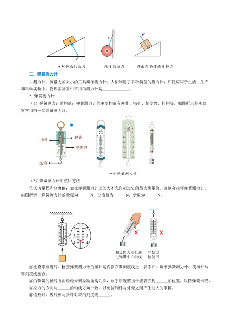 第七章力（知识清单）学生版_初物_八年级上下册+九年级全一册物理_八年级物理下册_知识清单（更新中）