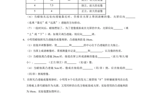 专题11《凸透镜成像的规律》压轴培优题型训练九大题型（原卷版）_初物_八年级上下册+九年级全一册物理_八年级物理上册_压轴题训练
