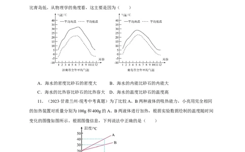 专题13内能和内能的利用（真题训练）-2024物理中考一轮复习精品资料（原卷版）_8、物理总复习_2024年中考复习资料_一轮复习_更新2024年中考物理一轮复习精品资料_配套练习