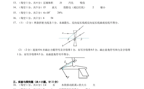 物理（陕西卷）（参考答案及评分标准）_8、物理总复习_2024中考模拟题物理_一模_物理（陕西卷）-2024年中考第一次模拟考试