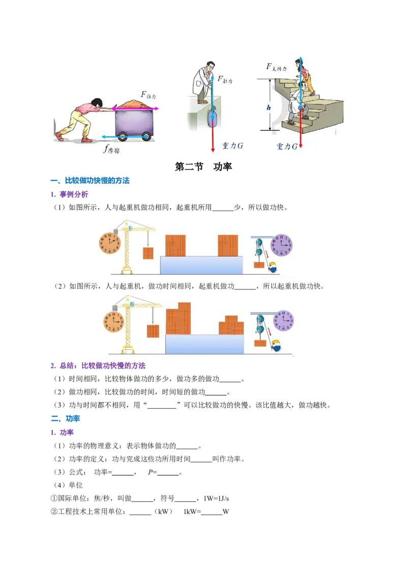 第十一章功和机械能（（知识清单）学生版_初物_八年级上下册+九年级全一册物理_八年级物理下册_知识清单（更新中）