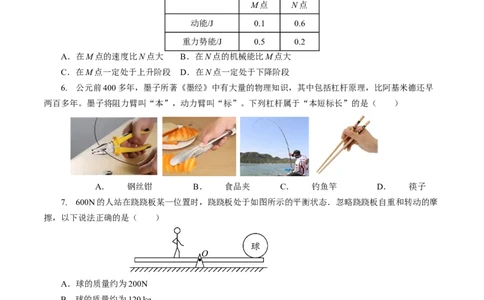 专题08机械能和简单机械（测试）原卷版_8、物理总复习_8.中考物理总复习_2024年中考复习资料_二轮复习资料_完2024年中考物理二轮复习课件+讲义+练习（全国通用）