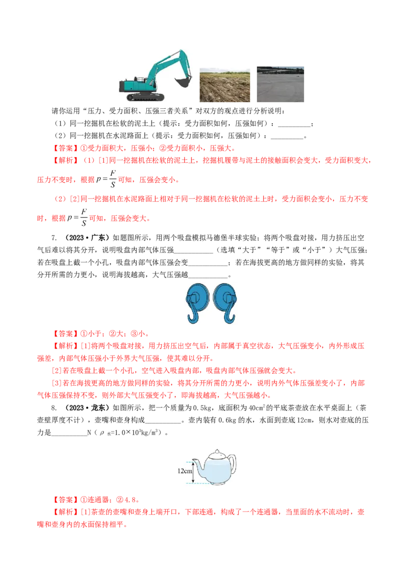 专题10压强（8题型）（练习）（解析版）_8、物理总复习_8.中考物理总复习_2024年中考复习资料_一轮复习资料_完2024年中考物理一轮复习课件+讲义+练习（全国通用）