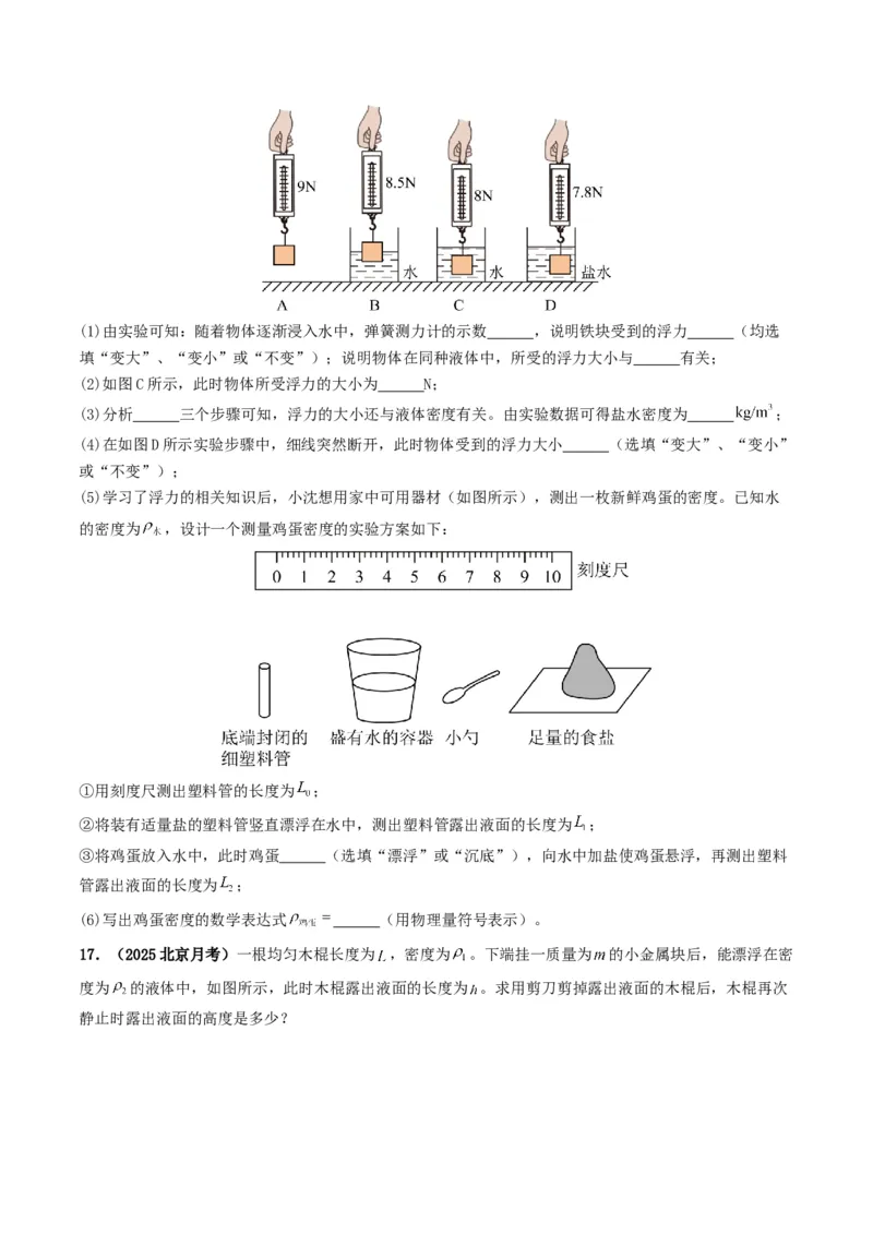 专题10浮力及浮沉条件的应用（考情聚焦+中考新考法+真题透视3大考向+新题特训）（原卷版）_8、物理总复习_2025年中考复习资料_备战2025年中考物理真题题源讲义（全国通用）