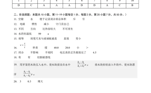 物理（吉林长春卷）（参考答案及评分标准）_8、物理总复习_2024中考模拟题物理_二模_物理（吉林卷）-：2024年中考第二次模拟考试