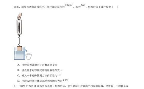 浮力和压强综合专项训练（学生版）_8、物理总复习_8.中考物理总复习_2024年中考复习资料_专项复习资料_完三年（2021&mdash;2023）中考真题分项精编（全国通用）_专项训练