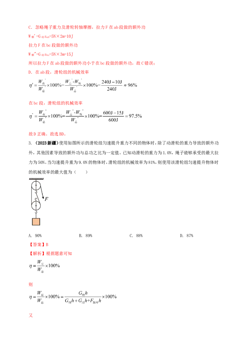 专题43滑轮（组）机械效率综合问题（解析版）_8、物理总复习_2024年中考复习资料_二轮复习_夺分宝典备考2024年物理二轮中考总复习71个重难点亮点专题专炼（全国通用）