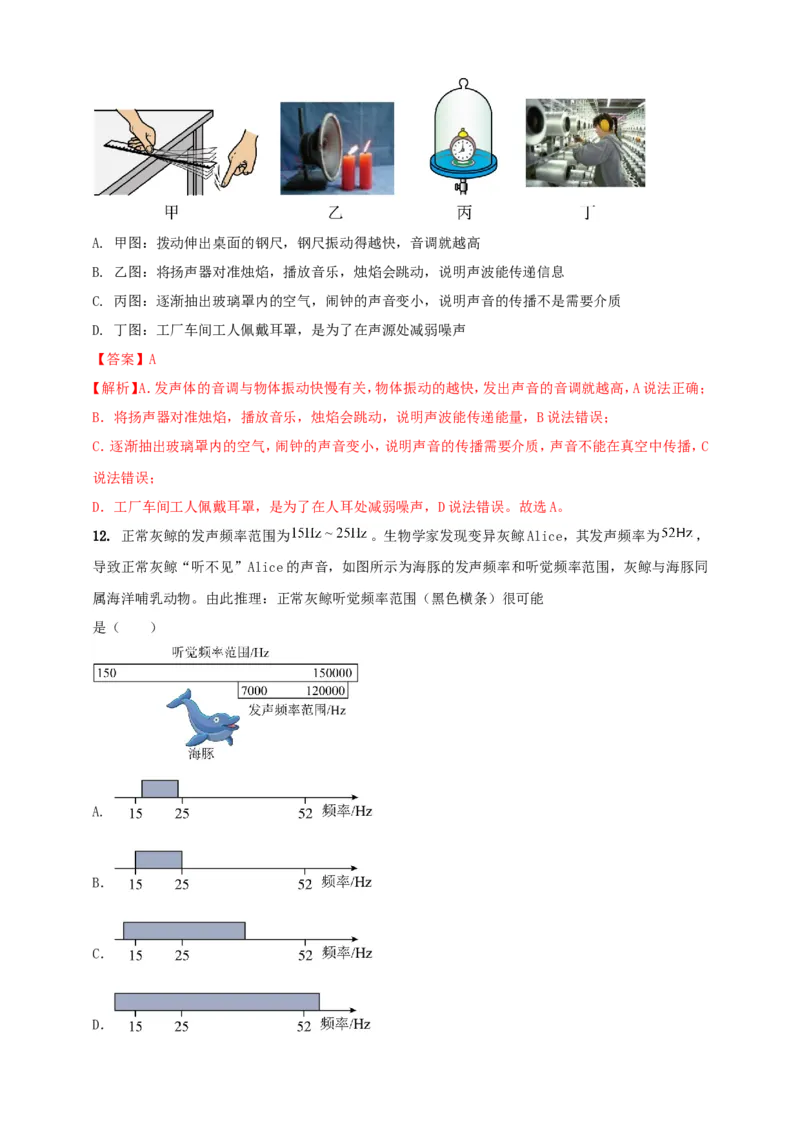 专题09声现象情景类问题（解析版）_8、物理总复习_2024年中考复习资料_二轮复习_夺分宝典备考2024年物理二轮中考总复习71个重难点亮点专题专炼（全国通用）