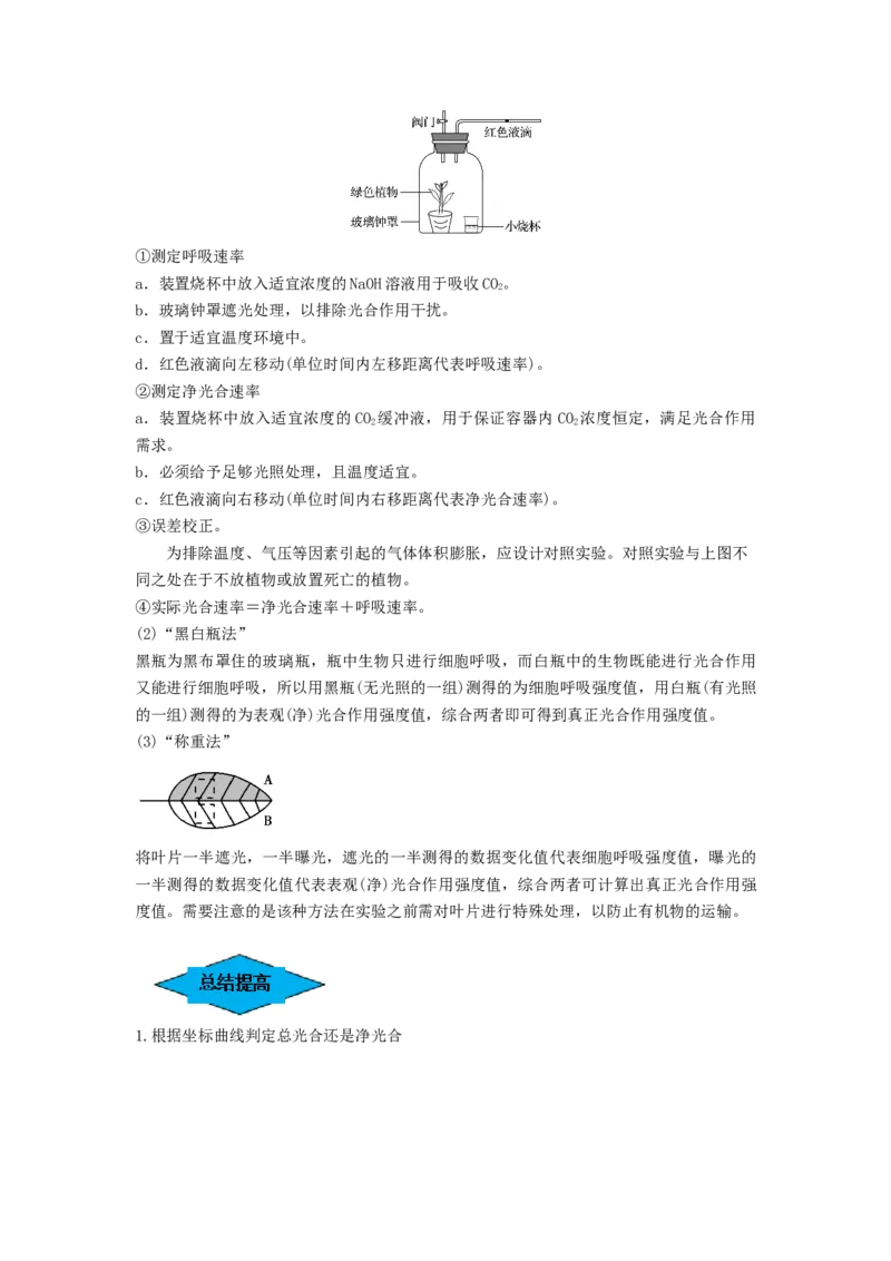 专题10光合作用与细胞呼吸的综合应用（串讲）（原卷版）_新高考复习资料_2024年新高考复习资料_一轮复习资料_完备战2024年高考生物一轮复习串讲精练（新高考专用）_串讲