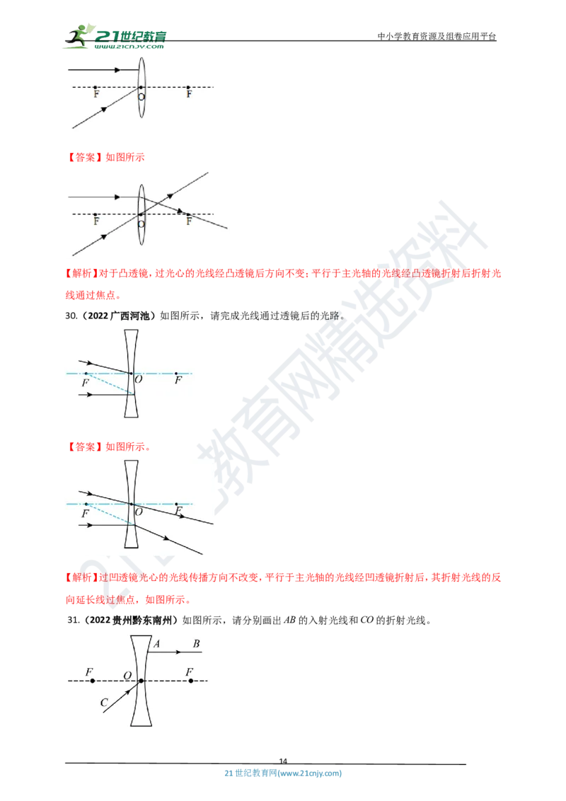 专题24光学做图重点问题（解析版）_8、物理总复习_8.中考物理总复习_2023年中考复习资料_专项复习_2023年用小微专题精准练助力中考物理四点问题大突破