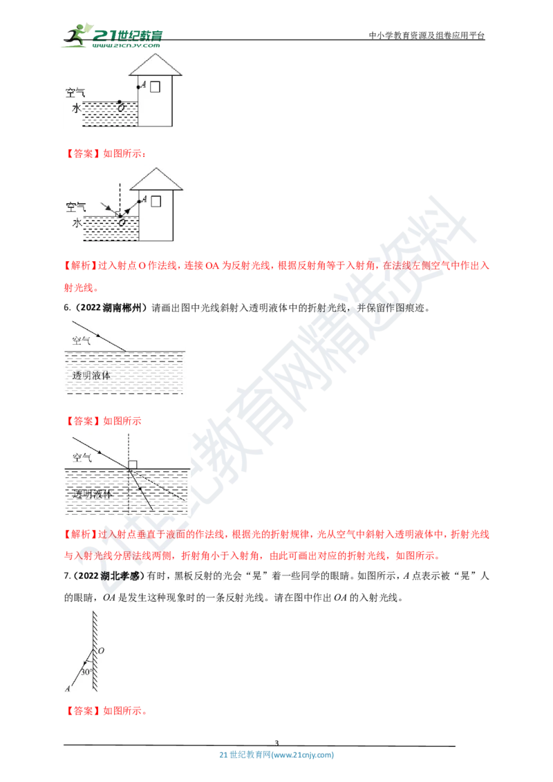 专题24光学做图重点问题（解析版）_8、物理总复习_8.中考物理总复习_2023年中考复习资料_专项复习_2023年用小微专题精准练助力中考物理四点问题大突破
