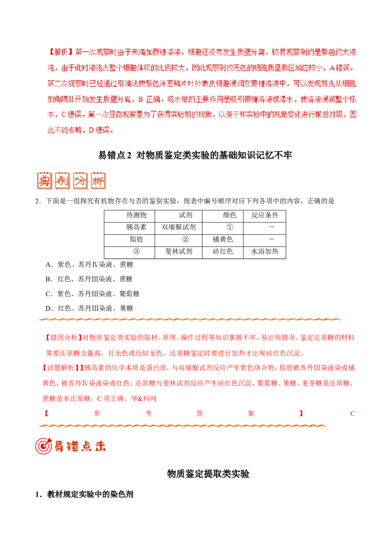 专题12实验-备战2019年高考生物之纠错笔记系列（解析版）_新高考复习资料_2022年新高考复习资料_2022年一轮复习最新版_1.2022年高考生物一轮复习全国通用版