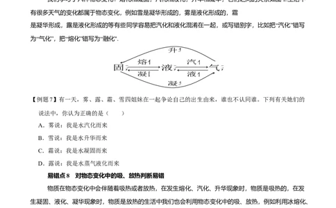 专题3物态变化易错点（原卷版）_8、物理总复习_8.中考物理总复习_2022年中考复习资料_2022年中考物理二轮复习易错考点精讲精练（人教版）