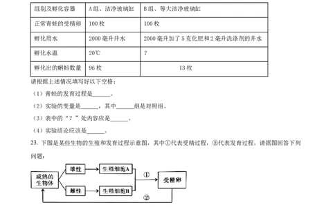 04八年级下学期期中生物试题（原卷版）_初中全科电子版试卷练习试题_生物_生物8下练习_人教生物8年级下期中试卷10份