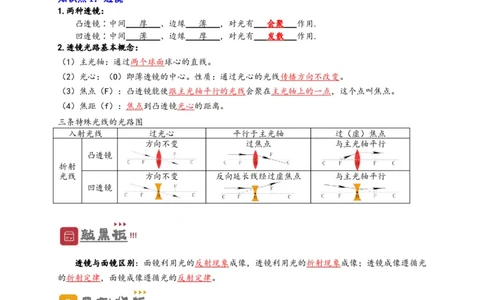 专题5透镜及其应用（原卷版）-备战2023中考物理一轮复习精细讲义_8、物理总复习_8.中考物理总复习_2023年中考复习资料_一轮复习_讲义+练习备战2023年中考物理一轮复习精细讲义