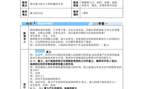 第3节重力_初物_八年级上下册+九年级全一册物理_八年级物理下册_全套教学资源_课件教案教学反思_教案_第七章力_第3节重力