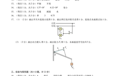 物理（陕西卷）（参考答案及评分标准）_8、物理总复习_2024中考模拟题物理_三模（37套）_物理（陕西卷）
