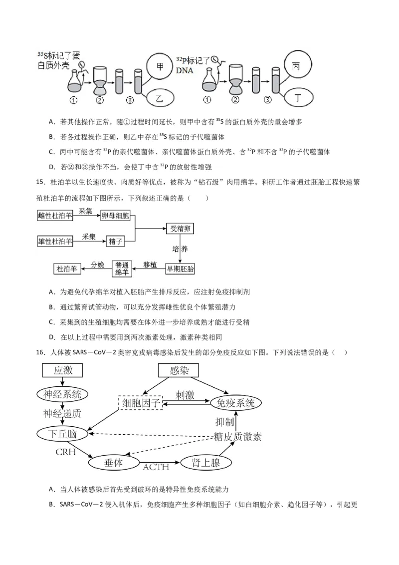 黄金卷04（考试版）-赢在高考&middot;黄金8卷备战2024年高考生物模拟卷（浙江专用）_2024年新高考资料_4.2024高考模拟预测试卷