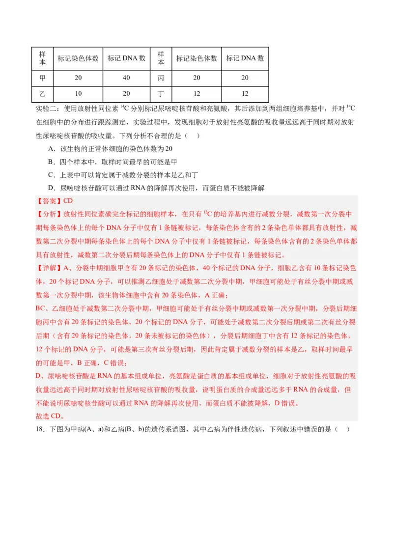 黄金卷02（解析版）-赢在高考&middot;黄金8卷备战2024年高考生物模拟卷（辽宁专用）_2024年新高考资料_4.2024高考模拟预测试卷