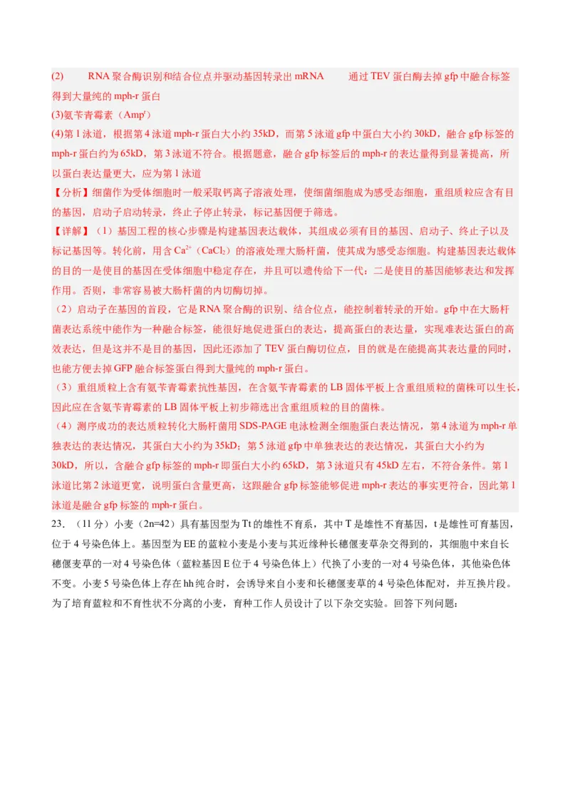 黄金卷02（解析版）-赢在高考&middot;黄金8卷备战2024年高考生物模拟卷（辽宁专用）_2024年新高考资料_4.2024高考模拟预测试卷