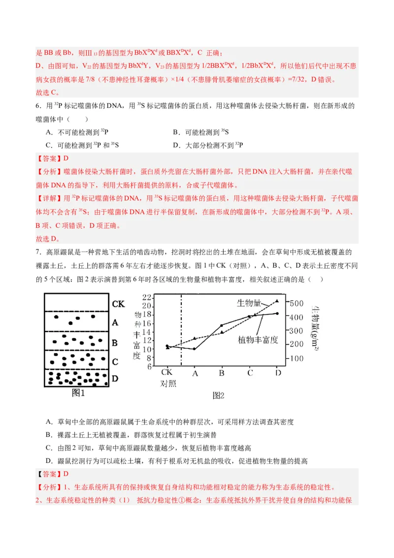 黄金卷02（解析版）-赢在高考&middot;黄金8卷备战2024年高考生物模拟卷（辽宁专用）_2024年新高考资料_4.2024高考模拟预测试卷