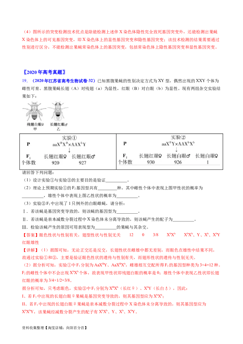 专题11伴性遗传和人类遗传病-学易金卷：五年（2019-2023）高考生物真题分项汇编（全国通用）（解析版）_通用版（老高考）复习资料_2024年复习资料