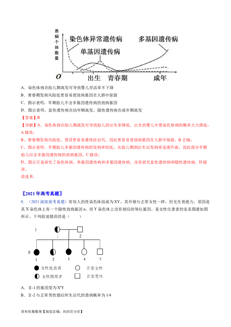 专题11伴性遗传和人类遗传病-学易金卷：五年（2019-2023）高考生物真题分项汇编（全国通用）（解析版）_通用版（老高考）复习资料_2024年复习资料
