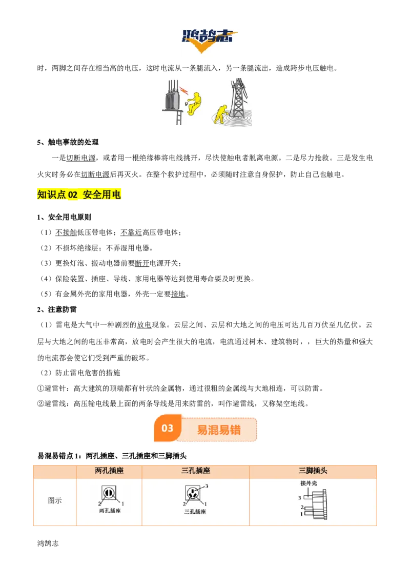专题17生活用电（3大模块知识清单+5个易混易错+4种方法技巧+典例真题精析）（解析版）_8、物理总复习_物理一轮复习