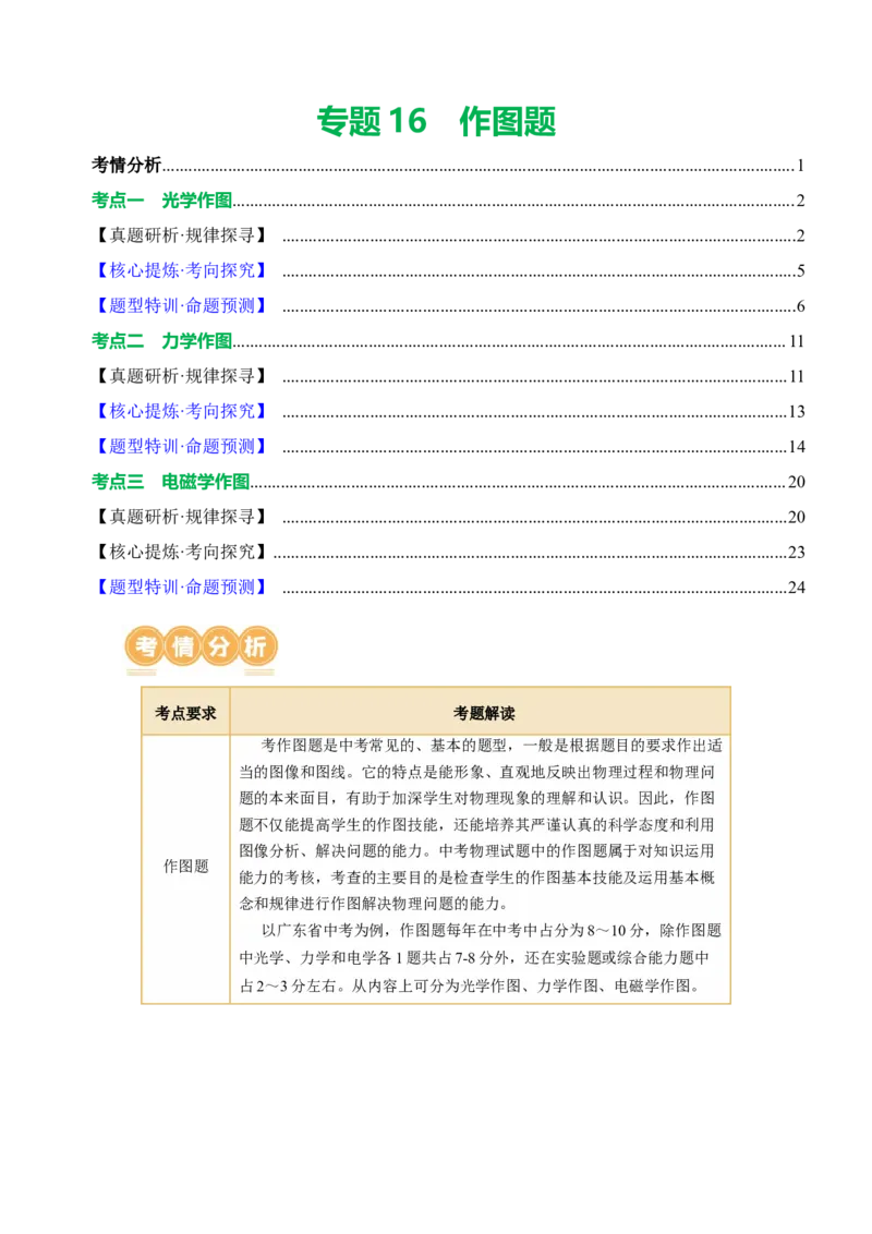 专题16作图题（讲练）解析版_8、物理总复习_8.中考物理总复习_2024年中考复习资料_二轮复习资料_完2024年中考物理二轮复习课件+讲义+练习（全国通用）_模块四热点专题