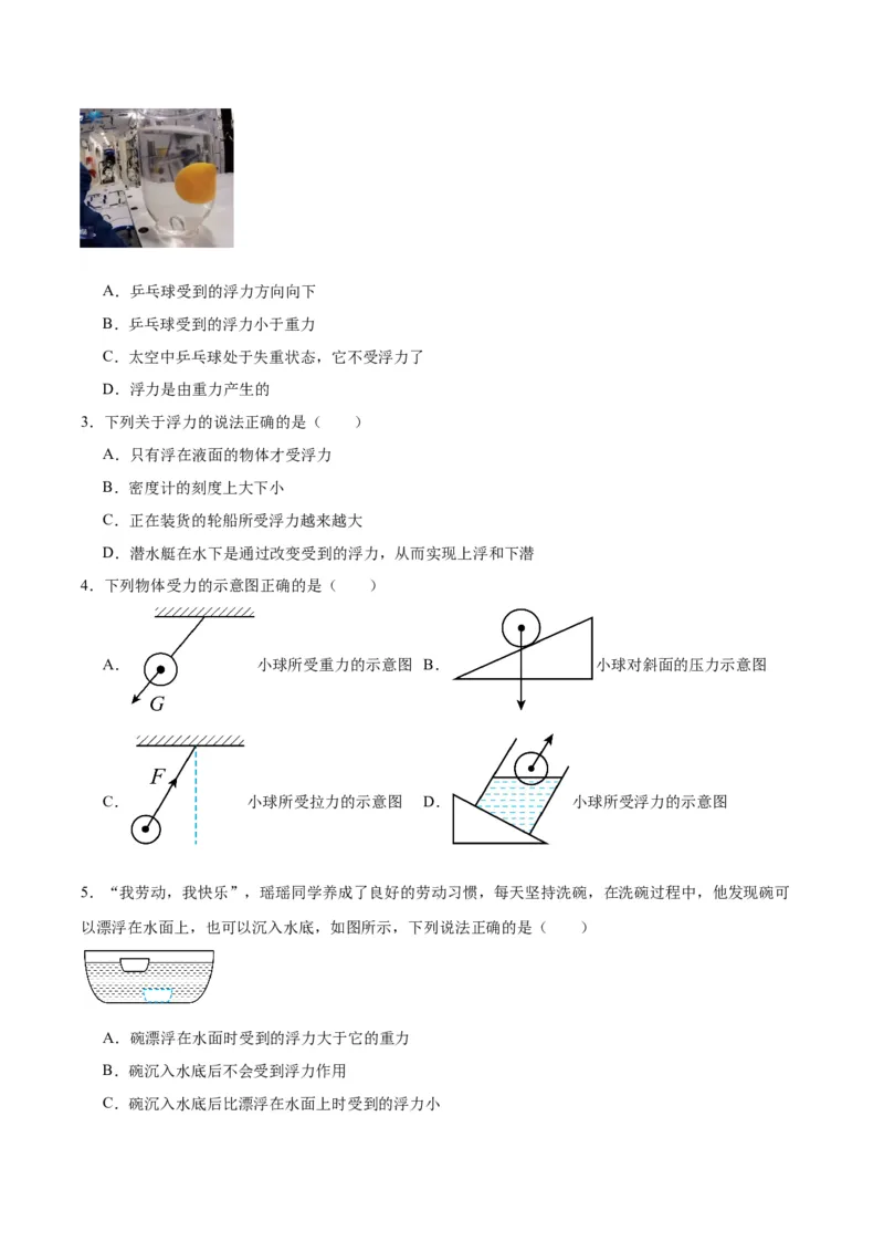 专题13浮力基础（原卷版）_8、物理总复习_2024年中考复习资料_一轮复习_完备战2024年中考物理一轮复习考点帮（全国通用）