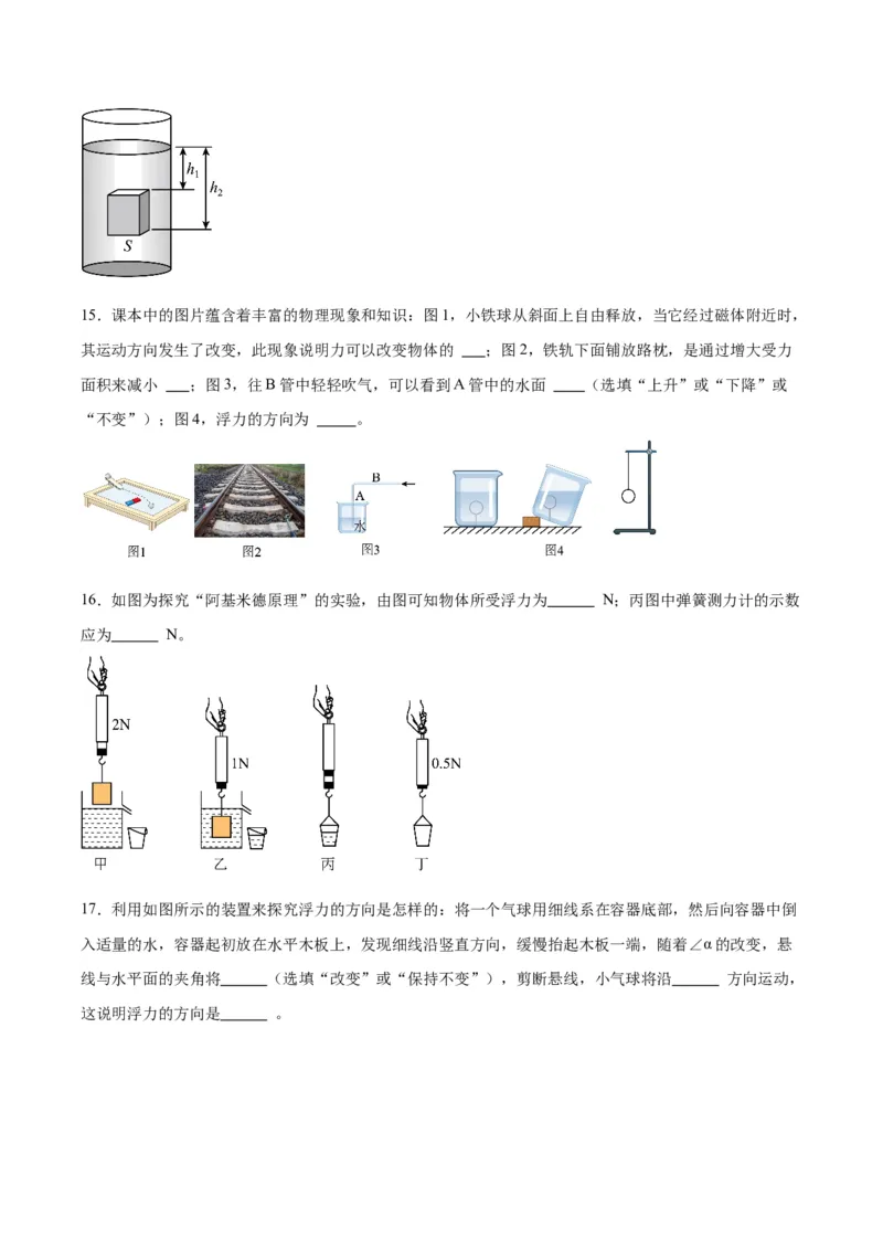 专题13浮力基础（原卷版）_8、物理总复习_2024年中考复习资料_一轮复习_完备战2024年中考物理一轮复习考点帮（全国通用）