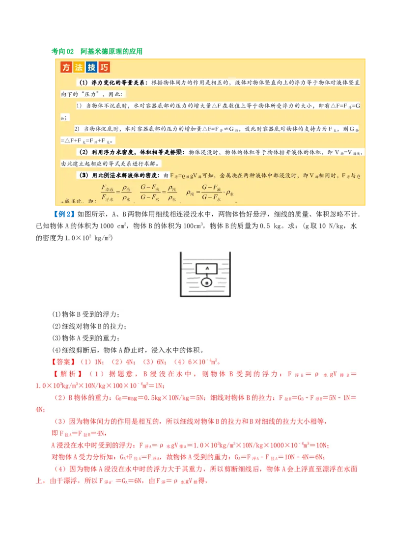 专题11浮力（3考点+8考向）（讲义）（解析版）_8、物理总复习_8.中考物理总复习_2024年中考复习资料_一轮复习资料_完2024年中考物理一轮复习课件+讲义+练习（全国通用）