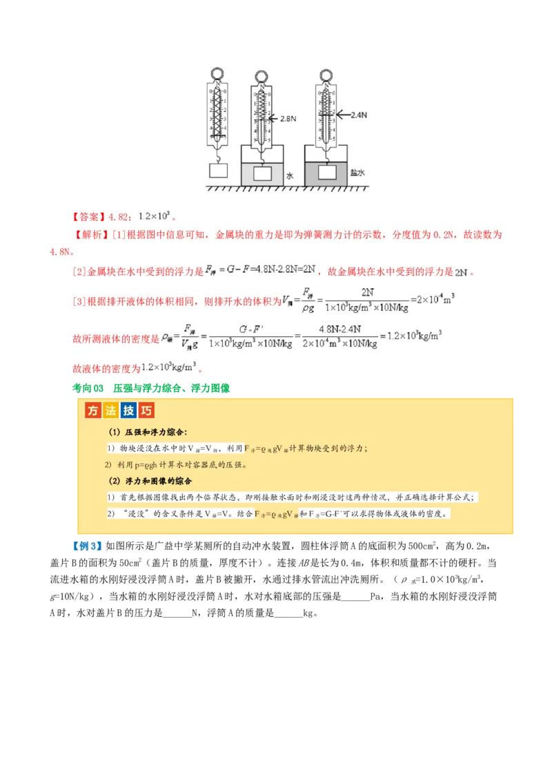 专题11浮力（3考点+8考向）（讲义）（解析版）_8、物理总复习_8.中考物理总复习_2024年中考复习资料_一轮复习资料_完2024年中考物理一轮复习课件+讲义+练习（全国通用）