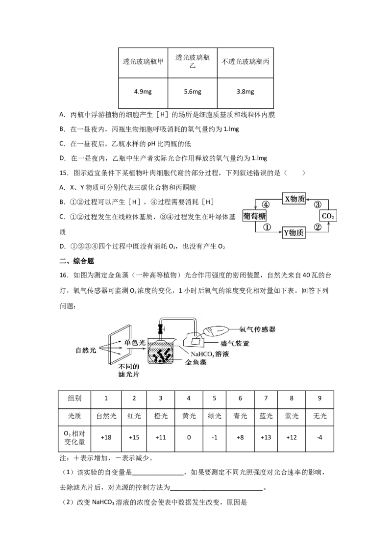 专题09_光与光合作用(学生版)_新高考复习资料_2023年新高考复习资料_二轮复习_增分要点2023高考生物二轮复习专题解读和分层训练291073137