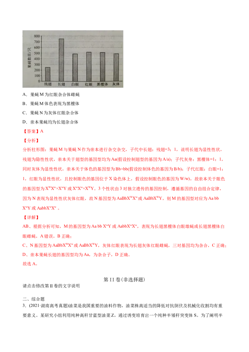 专题08基因的自由组合定律-2021年高考生物真题与模拟题分类训练（教师版含解析）_新高考复习资料_2023年新高考复习资料_一轮复习_2023年新高考大一轮复习讲义