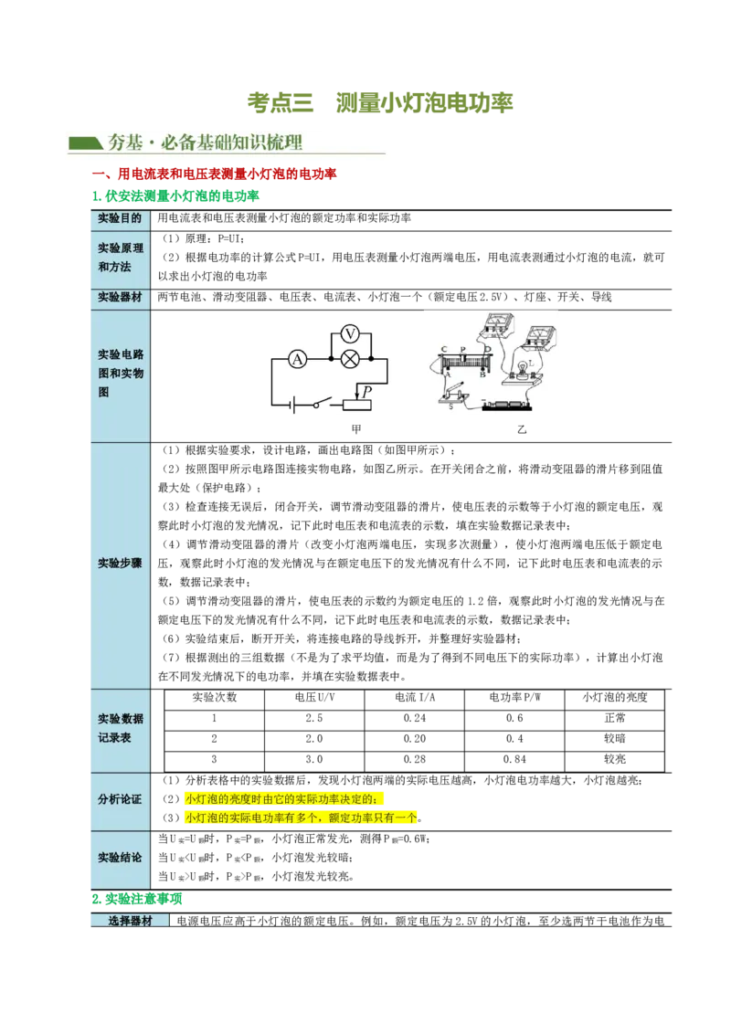 专题17电功率（4考点+12考向）（讲义）（解析版）_8、物理总复习_8.中考物理总复习_2024年中考复习资料_一轮复习资料_完2024年中考物理一轮复习课件+讲义+练习（全国通用）