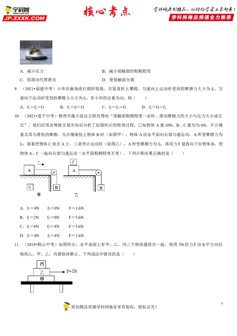 专题12三种常见的力及其作用效果（原卷版）-2022年中考物理二轮专项复习核心考点讲解与必刷题型汇编（全国通用）_8、物理总复习_8.中考物理总复习_2022年中考复习资料