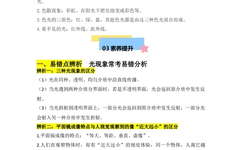 第4章光现象（知识清单）（学生版）_初物_八年级上下册+九年级全一册物理_八年级物理上册_知识点汇总（完）