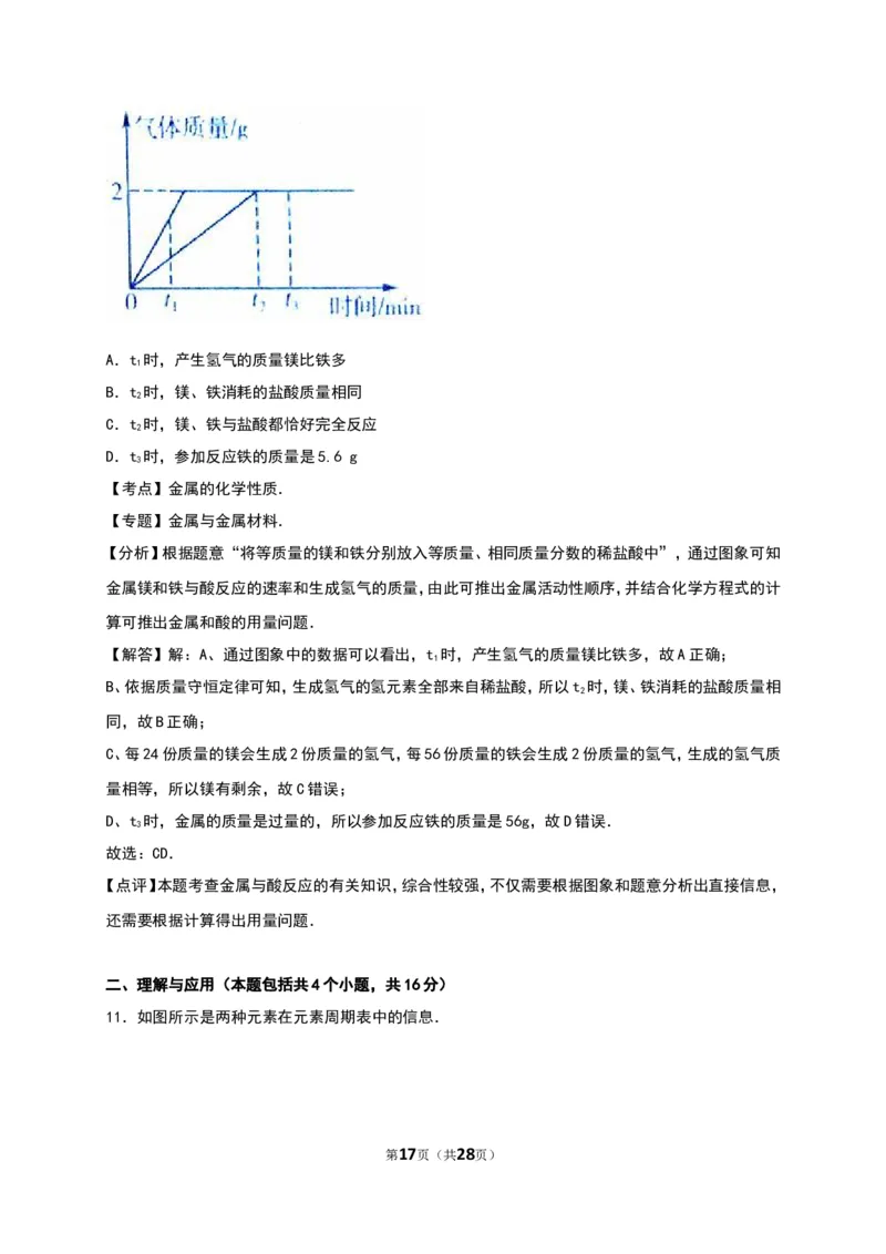 2016山东日照化学试卷+答案+解析(word整理版)_山东历年中考真题_山东省历年中考真题2013~2024_初中化学历年真题（2013-2024）