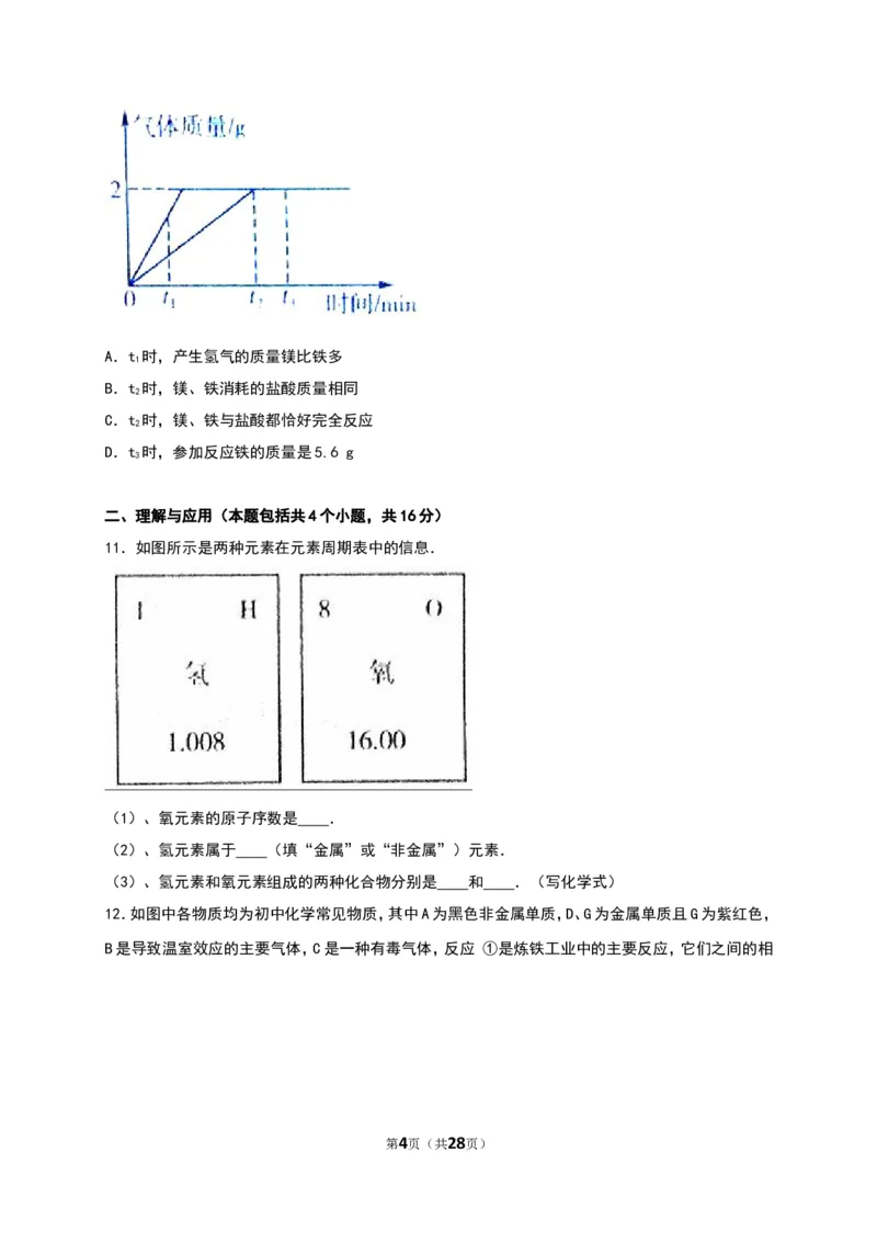 2016山东日照化学试卷+答案+解析(word整理版)_山东历年中考真题_山东省历年中考真题2013~2024_初中化学历年真题（2013-2024）