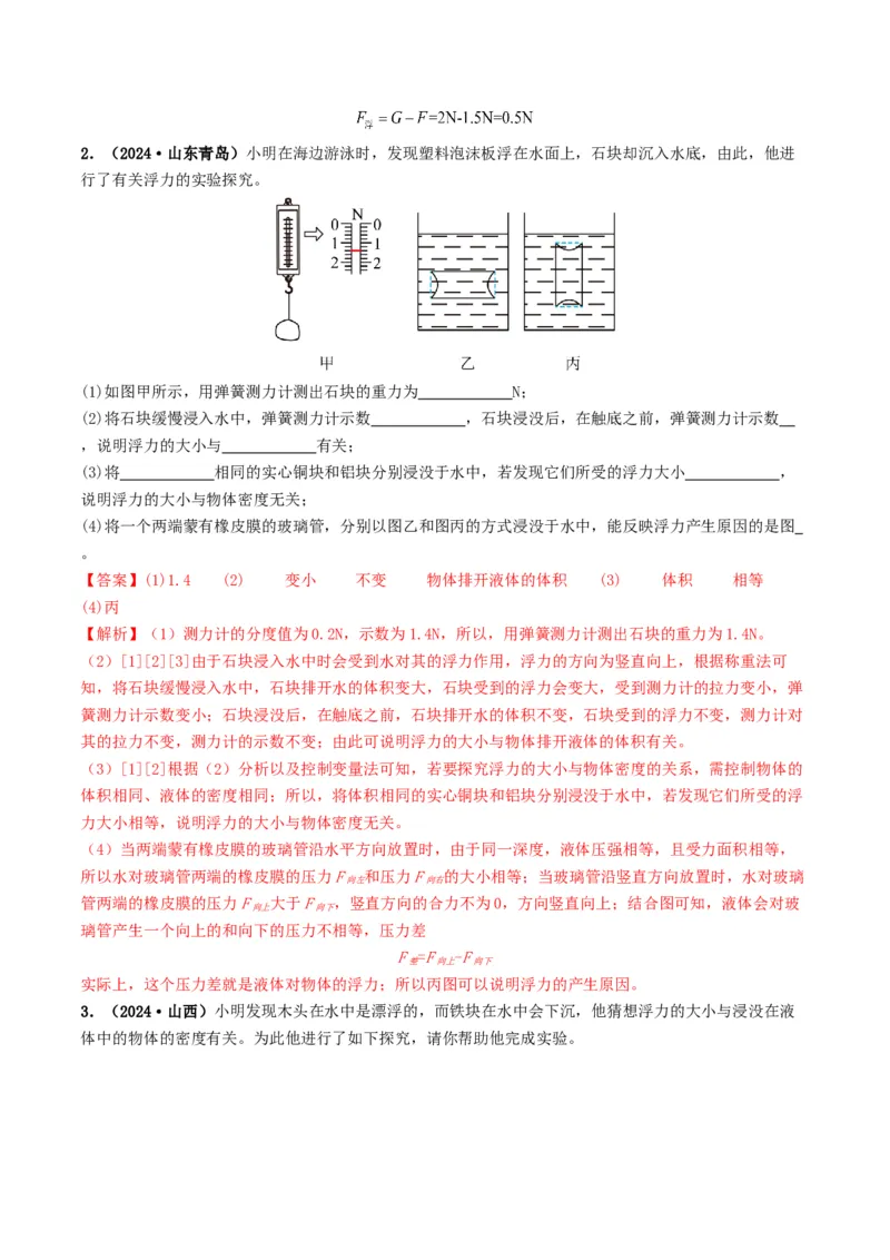 专题10浮力及浮沉条件的应用（考情聚焦+中考新考法+真题透视3大考向+新题特训）（解析版）_8、物理总复习_2025年中考复习资料_备战2025年中考物理真题题源讲义（全国通用）