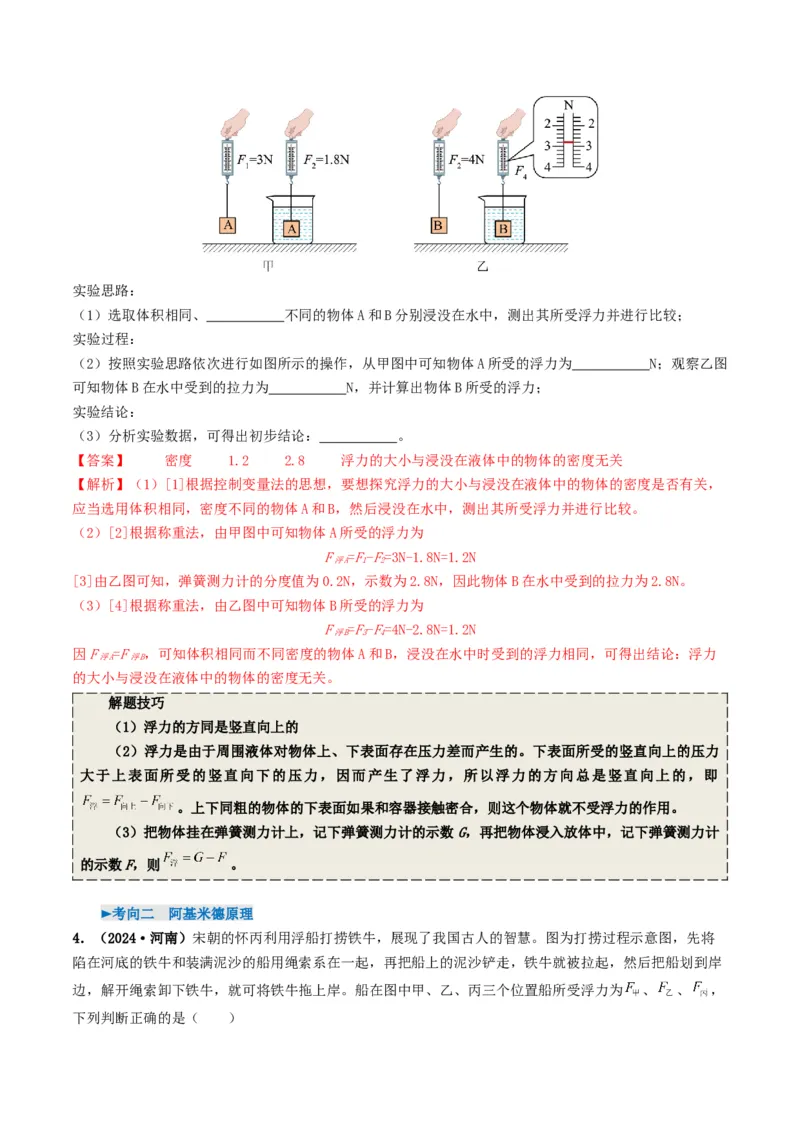 专题10浮力及浮沉条件的应用（考情聚焦+中考新考法+真题透视3大考向+新题特训）（解析版）_8、物理总复习_2025年中考复习资料_备战2025年中考物理真题题源讲义（全国通用）