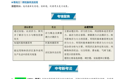 专题10浮力及浮沉条件的应用（考情聚焦+中考新考法+真题透视3大考向+新题特训）（解析版）_8、物理总复习_2025年中考复习资料_备战2025年中考物理真题题源讲义（全国通用）