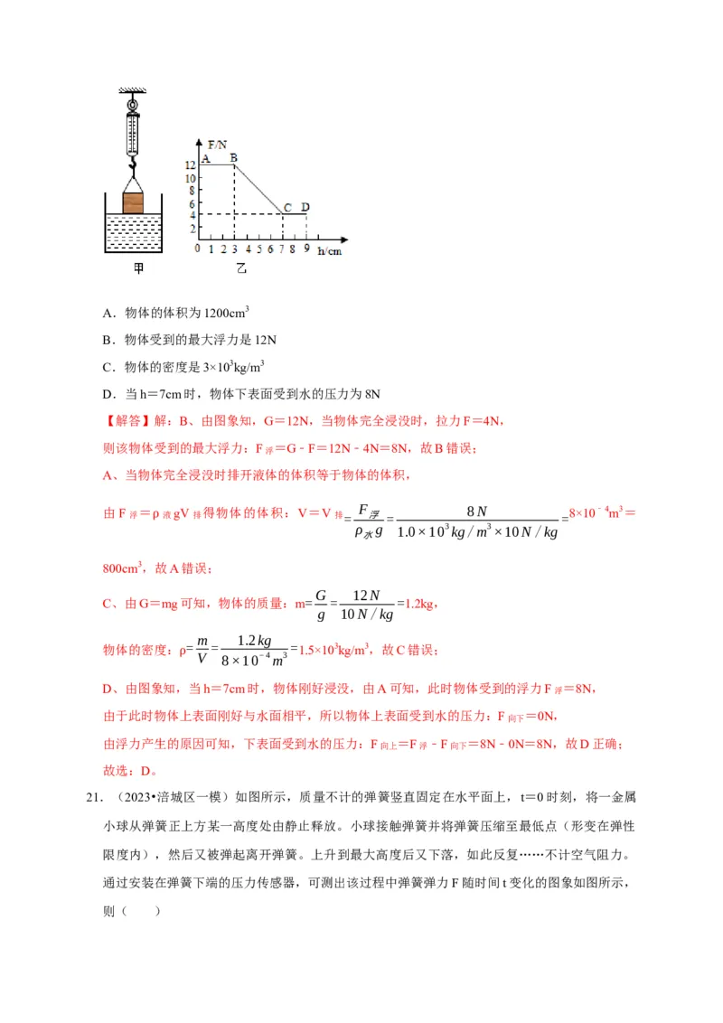 图像题02摩擦力、浮力、功和机械能（解析版）_8、物理总复习_2024年中考复习资料_二轮复习_（讲义+练习）2024年中考物理二轮题型专项复习