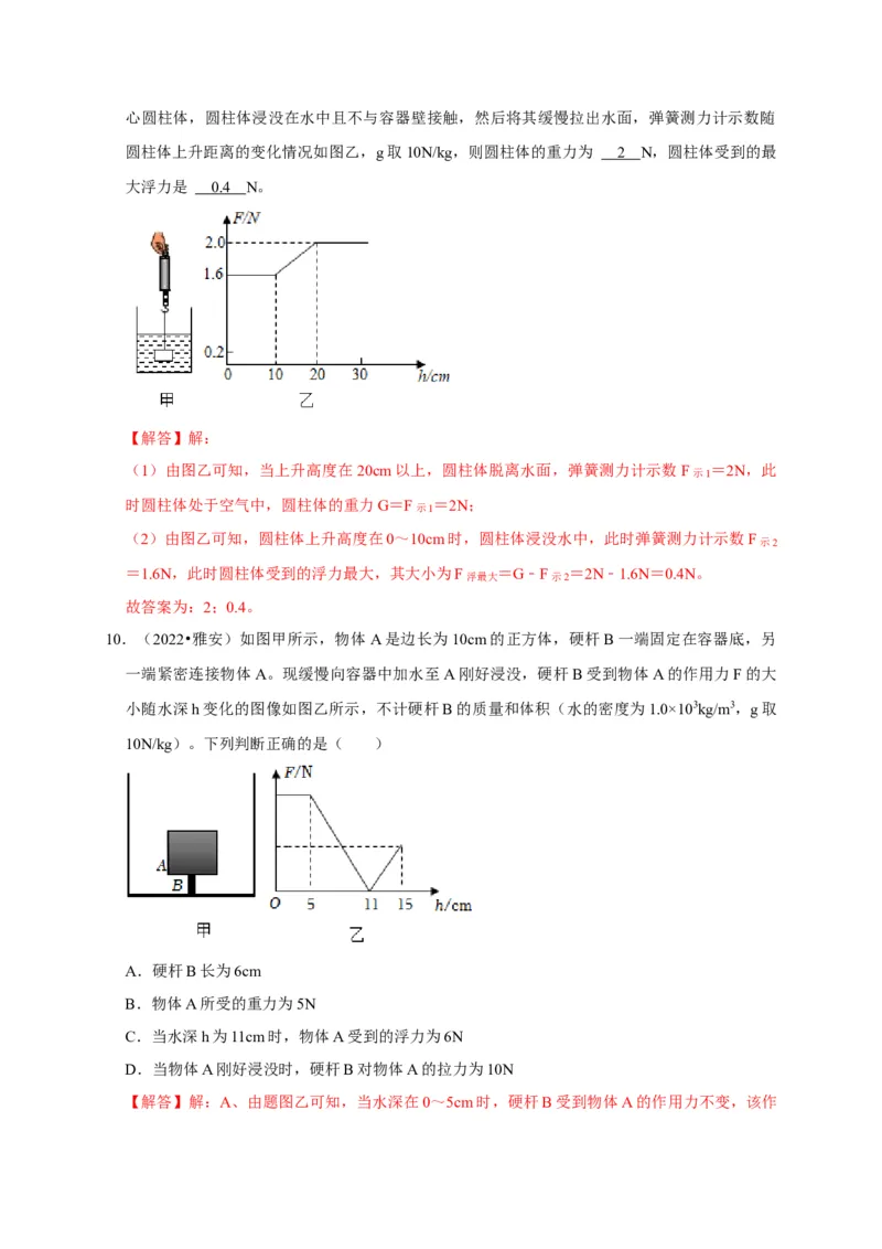 图像题02摩擦力、浮力、功和机械能（解析版）_8、物理总复习_2024年中考复习资料_二轮复习_（讲义+练习）2024年中考物理二轮题型专项复习